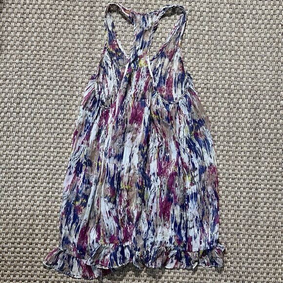 Ella Moss Sheer Racerback Tunic Top Dress Hi-Lo Ruffle Hem 100% Silk Sz S - Picture 2 of 8